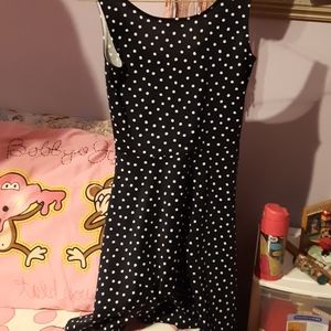 Navy blue and white polka dot dress
